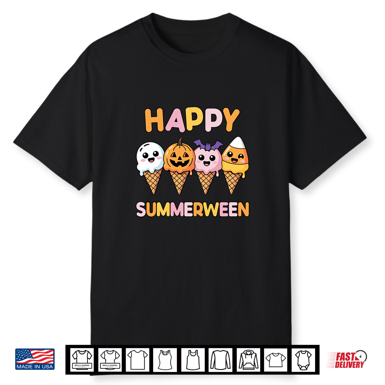 Happy Summerween Summer Halloween Ice Cream Cones Comfort Colors Crop Top Shirt Happy Summerween Summer Halloween Ice Cream Cones Comfort Colors Crop Top Shirt