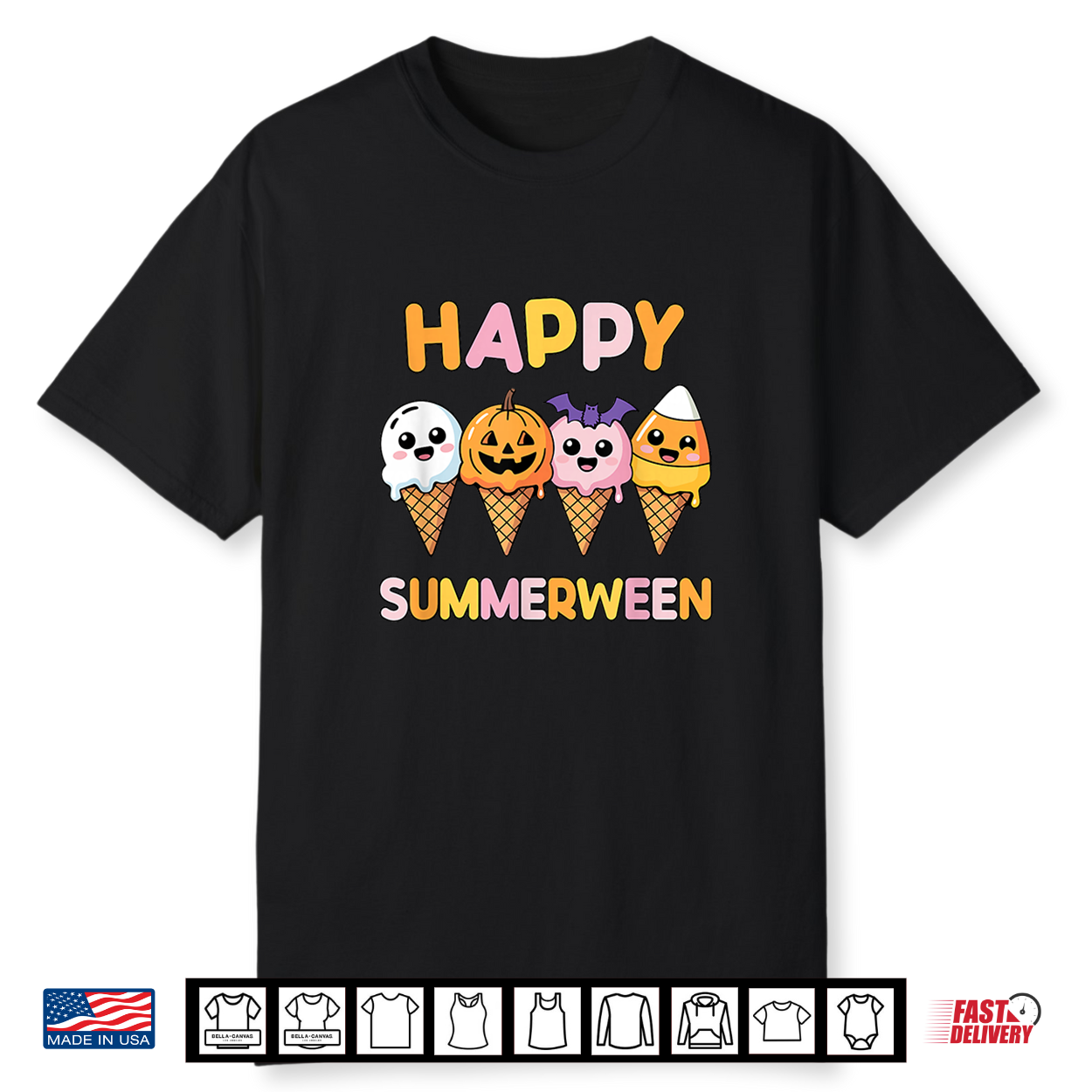 Happy Summerween Summer Halloween Ice Cream Cones Shirt Happy Summerween Summer Halloween Ice Cream Cones Shirt