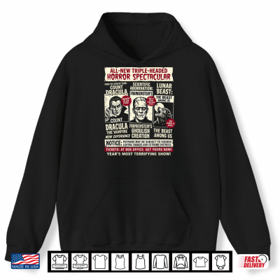 Hoodie Horror Movie Monsters Frankenstein Spooky Vintage Halloween Shirt