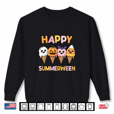 Happy Summerween Summer Halloween Ice Cream Cones Comfort Colors Crop Top Shirt 2 Sweatshirt Happy Summerween Summer Halloween Ice Cream Cones Comfort Colors Crop Top
