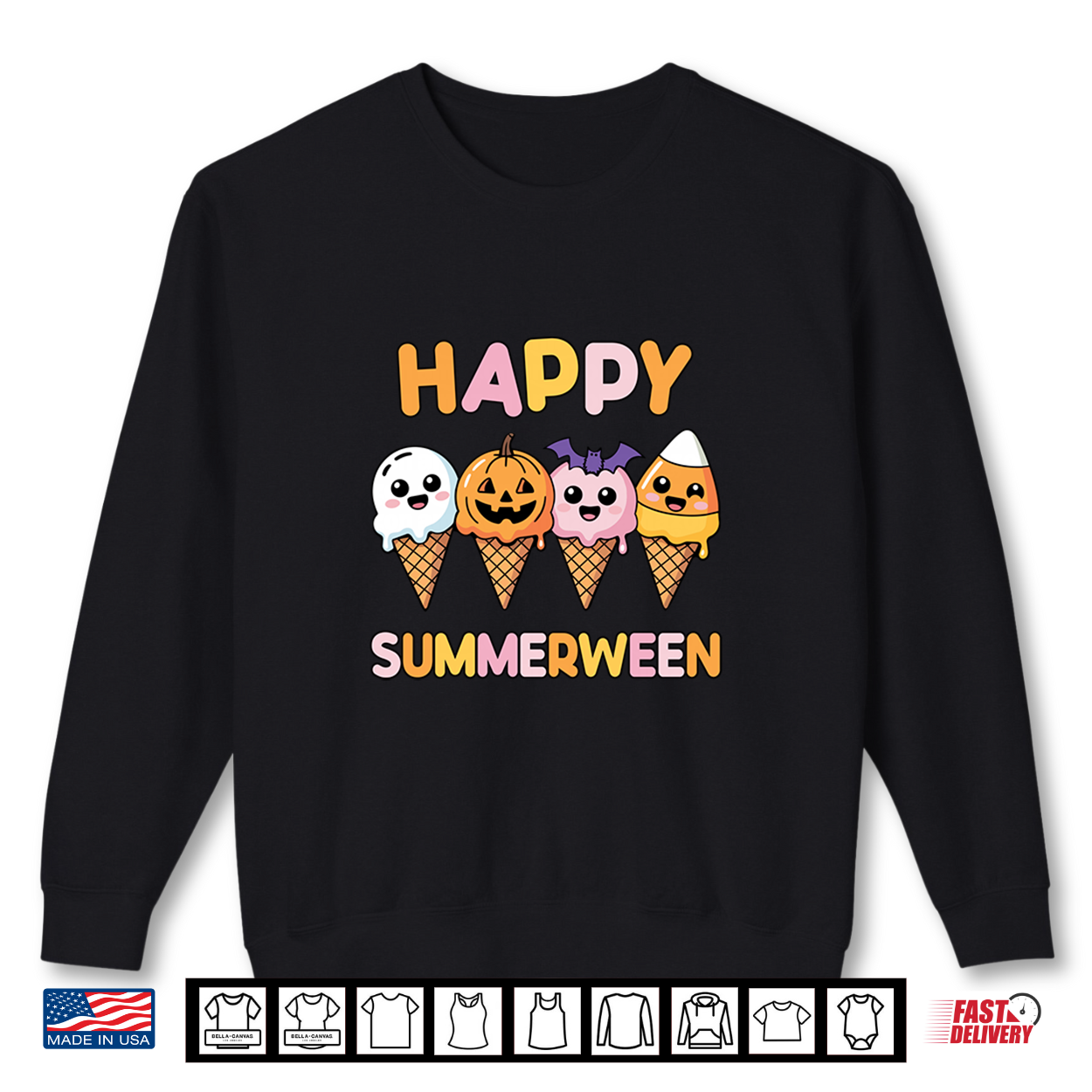 Happy Summerween Summer Halloween Ice Cream Cones Comfort Colors Crop Top Shirt Happy Summerween Summer Halloween Ice Cream Cones Comfort Colors Crop Top Shirt