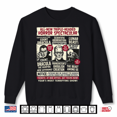 Sweatshirt Horror Movie Monsters Frankenstein Spooky Vintage Halloween Shirt