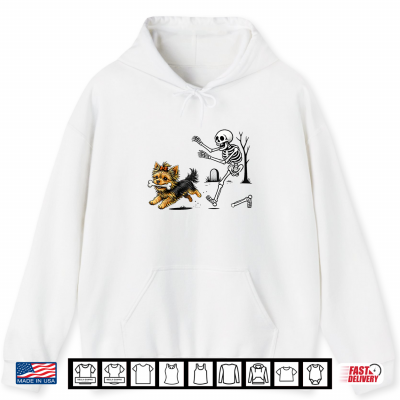 Skeleton Dog Yorkie Halloween Skeleton Chasing Dog Shirt 1 Hoodie Skeleton Dog Yorkie Halloween Skeleton Chasing Dog Shirt