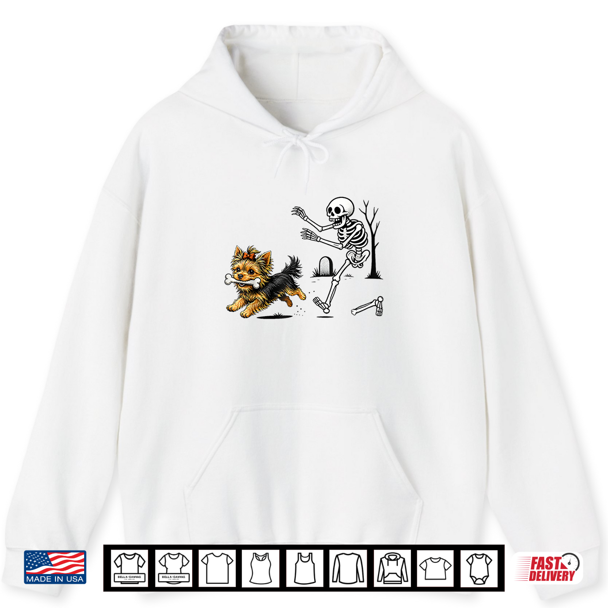 Skeleton Dog Yorkie Halloween Skeleton Chasing Dog Shirt Skeleton Dog Yorkie Halloween Skeleton Chasing Dog Shirt