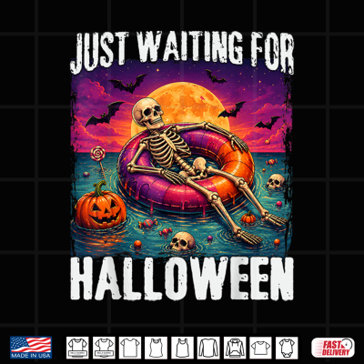 Just Waiting For Halloween Summer Skeleton Shirt 4 Design Just Waiting For Halloween Summer Skeleton Shirt