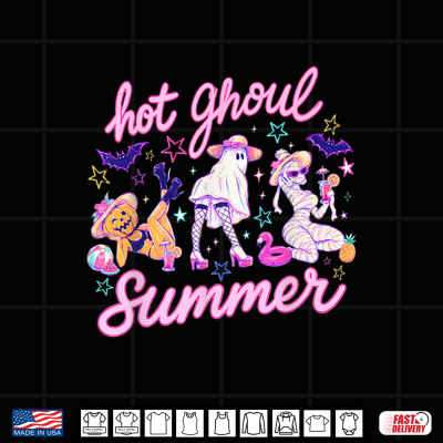 Design Retro Funny Ghost Halloween Hot Ghoul Summer Cute Summerween Shirt