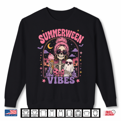 Sweatshirt Summer Halloween Skeleton Costume Spooky Summerween Shirt