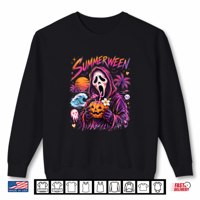 Summer Vibes Retro Spooky Ghost Halloween Long Vacation Shirt 2 Sweatshirt Summer Vibes Retro Spooky Ghost Halloween Long Vacation Shirt