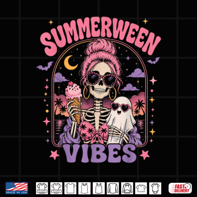 Design Summer Halloween Skeleton Costume Spooky Summerween Shirt