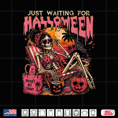 Design Spooky Summer Skeleton Just Waiting For Halloween Shirt