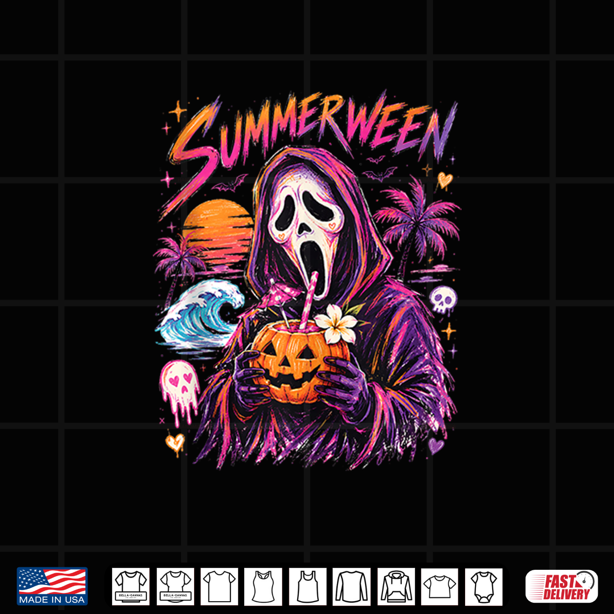 Summer Vibes Retro Spooky Ghost Halloween Long Vacation Shirt Summer Vibes Retro Spooky Ghost Halloween Long Vacation Shirt