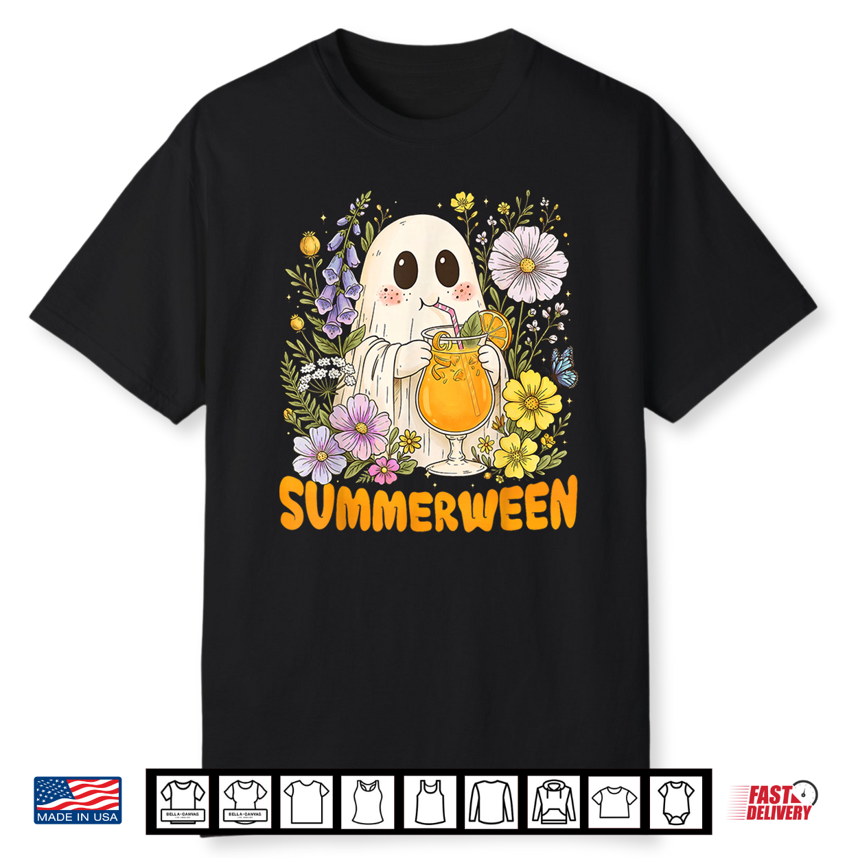 Summerween Funny Ghost Floral Halloween Summer Shirt Summerween Funny Ghost Floral Halloween Summer Shirt