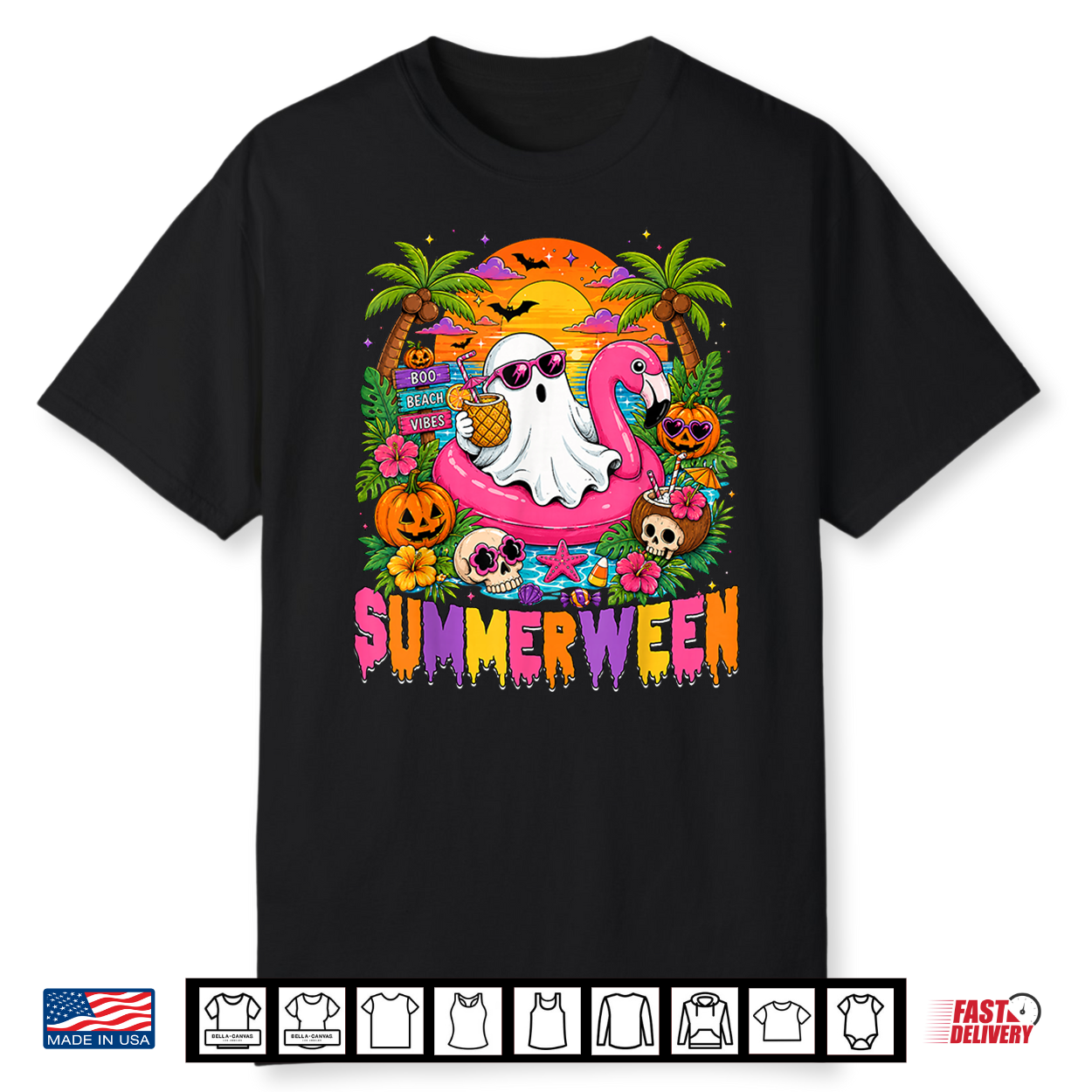 Summerween Spooky Ghost Beach Summer Halloween Women Kids Shirt Summerween Spooky Ghost Beach Summer Halloween Women Kids Shirt