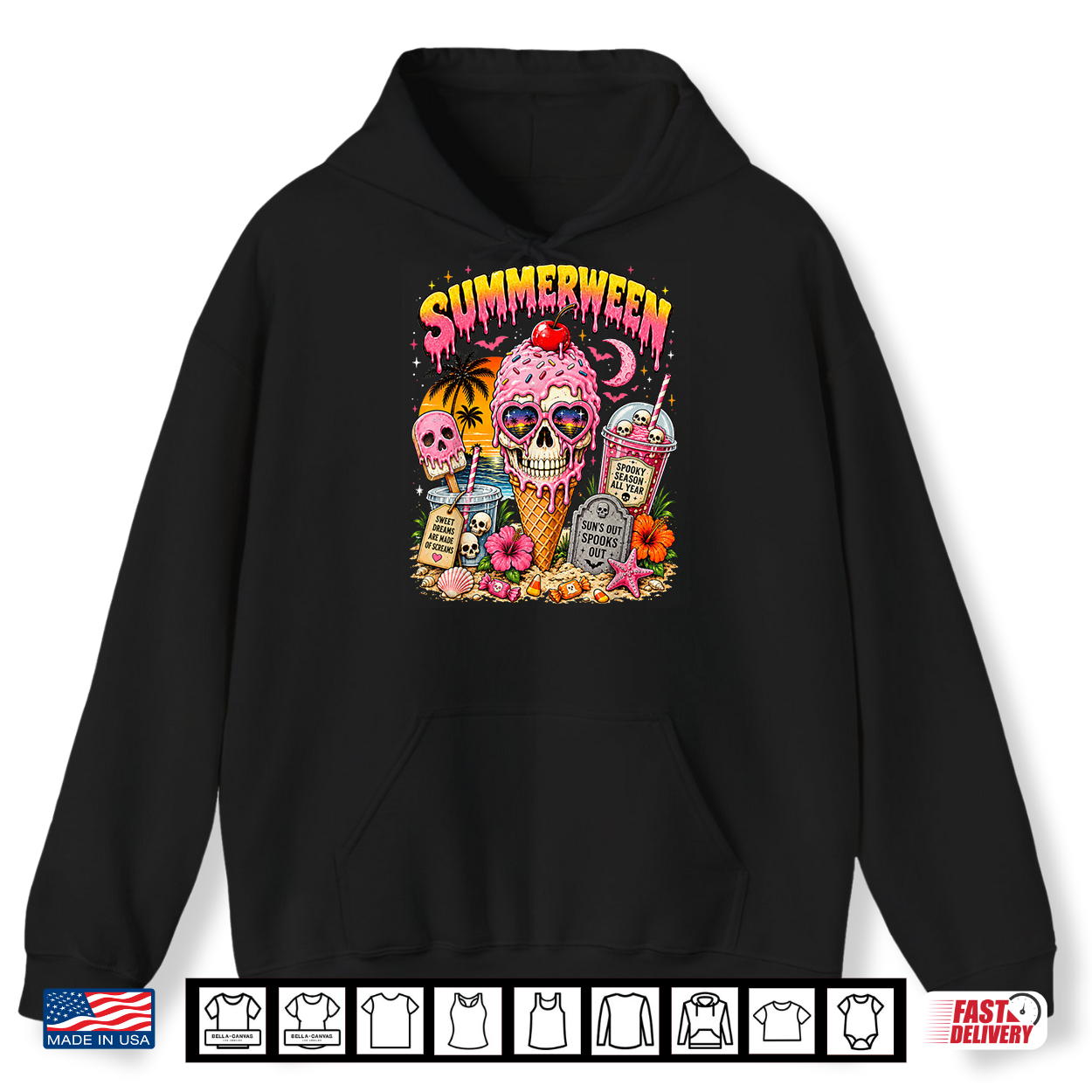 Summerween Skeleton Skull Funny Summer Halloween Ice Cream Shirt Summerween Skeleton Skull Funny Summer Halloween Ice Cream Shirt
