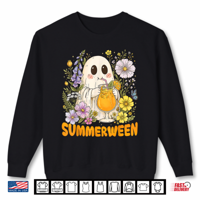 Summerween Funny Ghost Floral Halloween Summer Shirt 2 Sweatshirt Summerween Funny Ghost Floral Halloween Summer Shirt