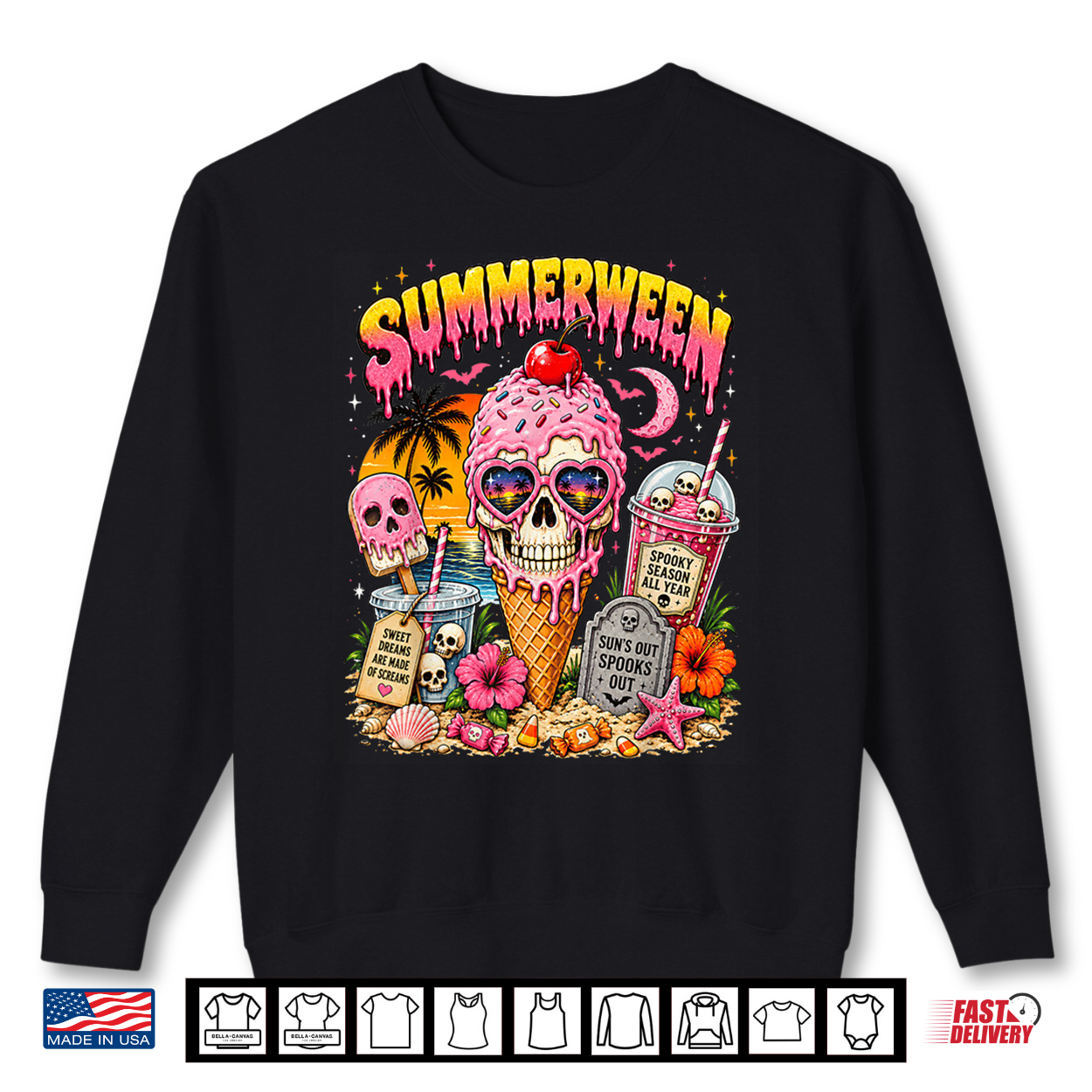 Summerween Skeleton Skull Funny Summer Halloween Ice Cream Shirt Summerween Skeleton Skull Funny Summer Halloween Ice Cream Shirt