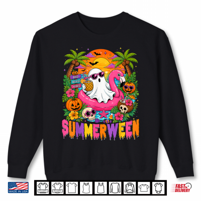 Summerween Spooky Ghost Beach Summer Halloween Women Kids Shirt 2 Sweatshirt Summerween Spooky Ghost Beach Summer Halloween Women Kids Shirt