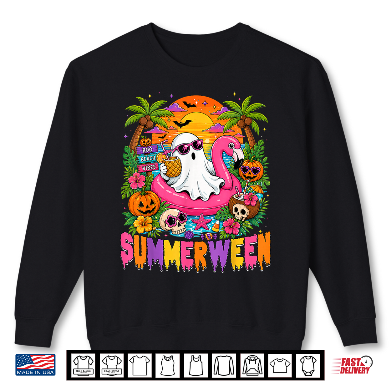 Summerween Spooky Ghost Beach Summer Halloween Women Kids Shirt Summerween Spooky Ghost Beach Summer Halloween Women Kids Shirt