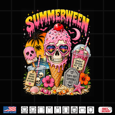 Summerween Skeleton Skull Funny Summer Halloween Ice Cream Shirt 4 Design Summerween Skeleton Skull Funny Summer Halloween Ice Cream Shirt