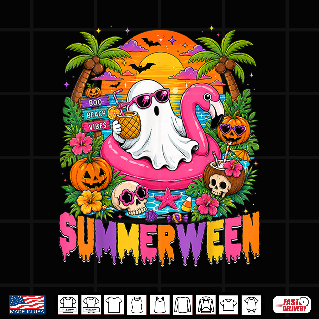 Summerween Spooky Ghost Beach Summer Halloween Women Kids Shirt Summerween Spooky Ghost Beach Summer Halloween Women Kids Shirt