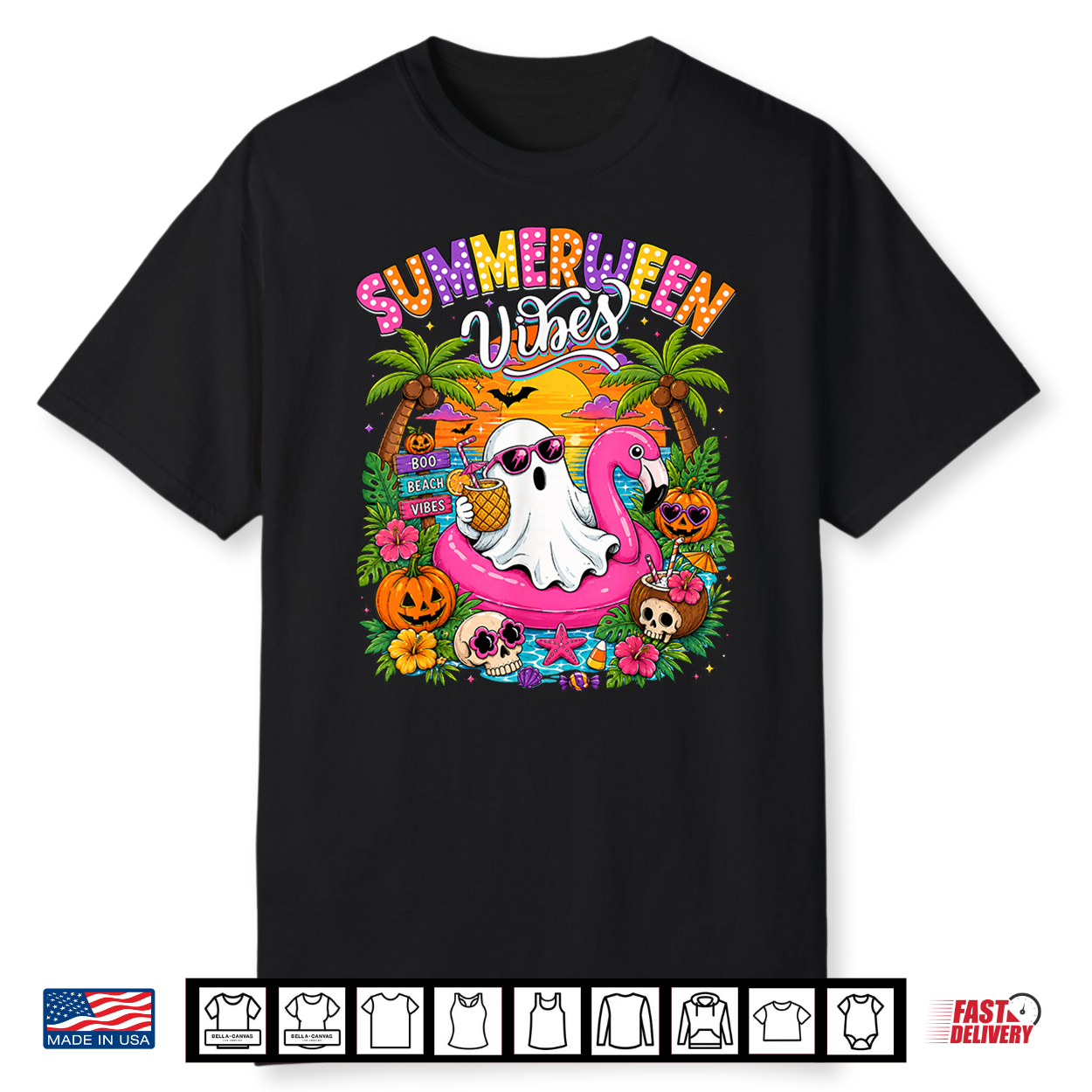 Summerween Vibes Spooky Ghost Beach Summer Halloween Women Shirt Summerween Vibes Spooky Ghost Beach Summer Halloween Women Shirt