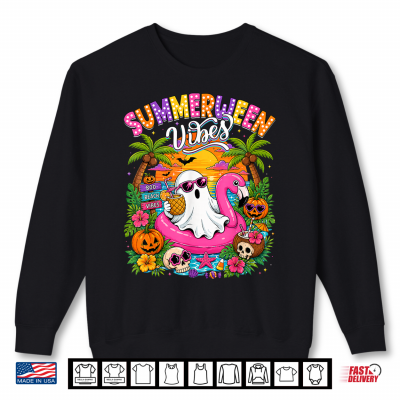 Summerween Vibes Spooky Ghost Beach Summer Halloween Women Shirt 2 Sweatshirt Summerween Vibes Spooky Ghost Beach Summer Halloween Women Shirt