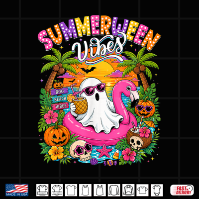 Summerween Vibes Spooky Ghost Beach Summer Halloween Women Shirt 4 Design Summerween Vibes Spooky Ghost Beach Summer Halloween Women Shirt