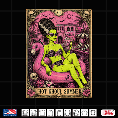 Design Tarot Card Hot Ghoul Summer Women Summerween Beach Cocktail Shirt