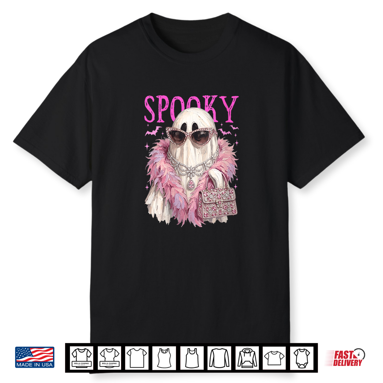Women’S Spooky Cute Glam Ghost Sunglasses Halloween Girly V Neck Shirt Women’S Spooky Cute Glam Ghost Sunglasses Halloween Girly V Neck Shirt