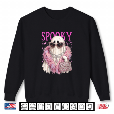 Women'S Spooky Cute Glam Ghost Sunglasses Halloween Girly V Neck Shirt 2 Sweatshirt Womens Spooky Cute Glam Ghost Sunglasses Halloween Girly V Neck Shirt