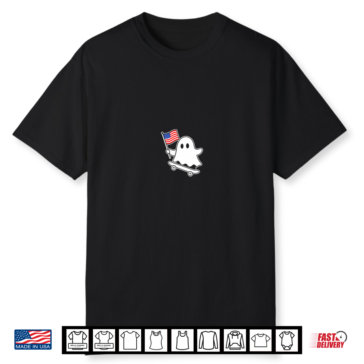 Ghost Skateboard Usa Flag Cute 4Th Of July Funny Halloween Shirt Ghost Skateboard Usa Flag Cute 4Th Of July Funny Halloween Shirt