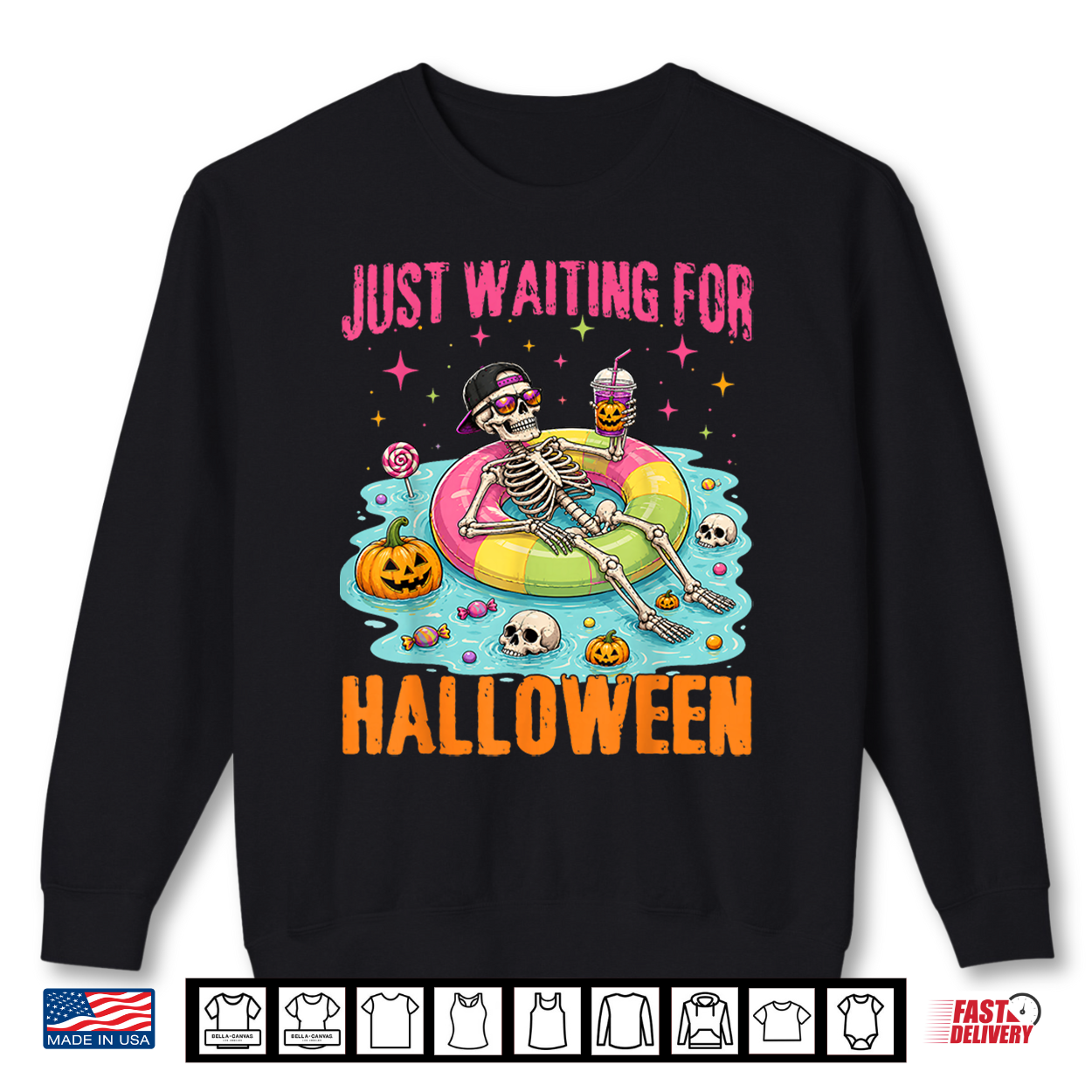 Funny Just Waiting For Halloween Spooky Summer Skeleton Shirt Funny Just Waiting For Halloween Spooky Summer Skeleton Shirt