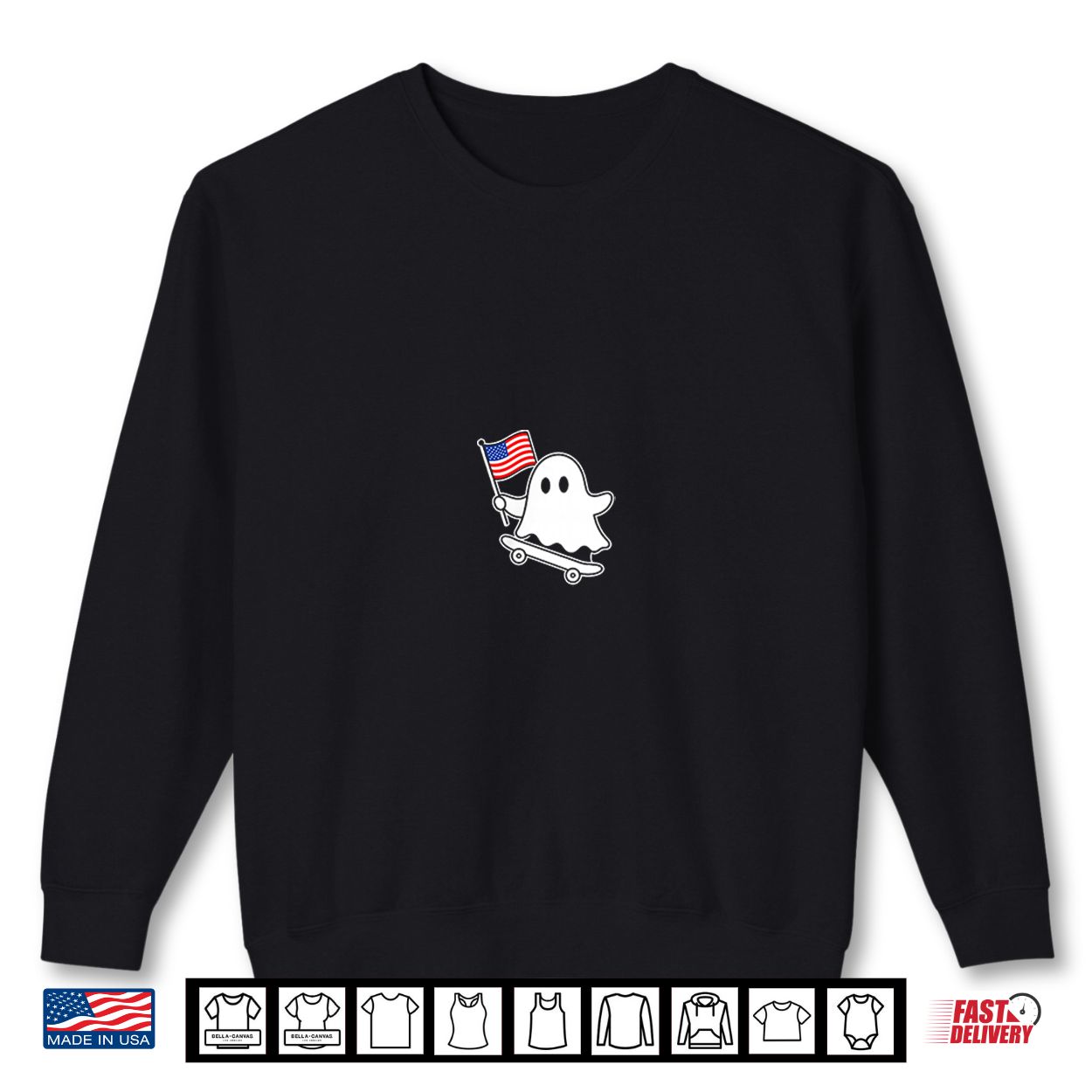 Ghost Skateboard Usa Flag Cute 4Th Of July Funny Halloween Shirt Ghost Skateboard Usa Flag Cute 4Th Of July Funny Halloween Shirt
