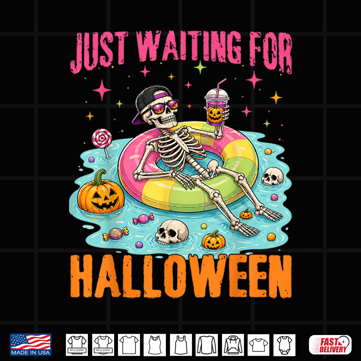 Funny Just Waiting For Halloween Spooky Summer Skeleton Shirt Funny Just Waiting For Halloween Spooky Summer Skeleton Shirt