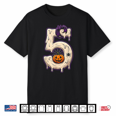 Number 5 Funny Halloween Spooky 5Th Birthday 5 Years Old Shirt