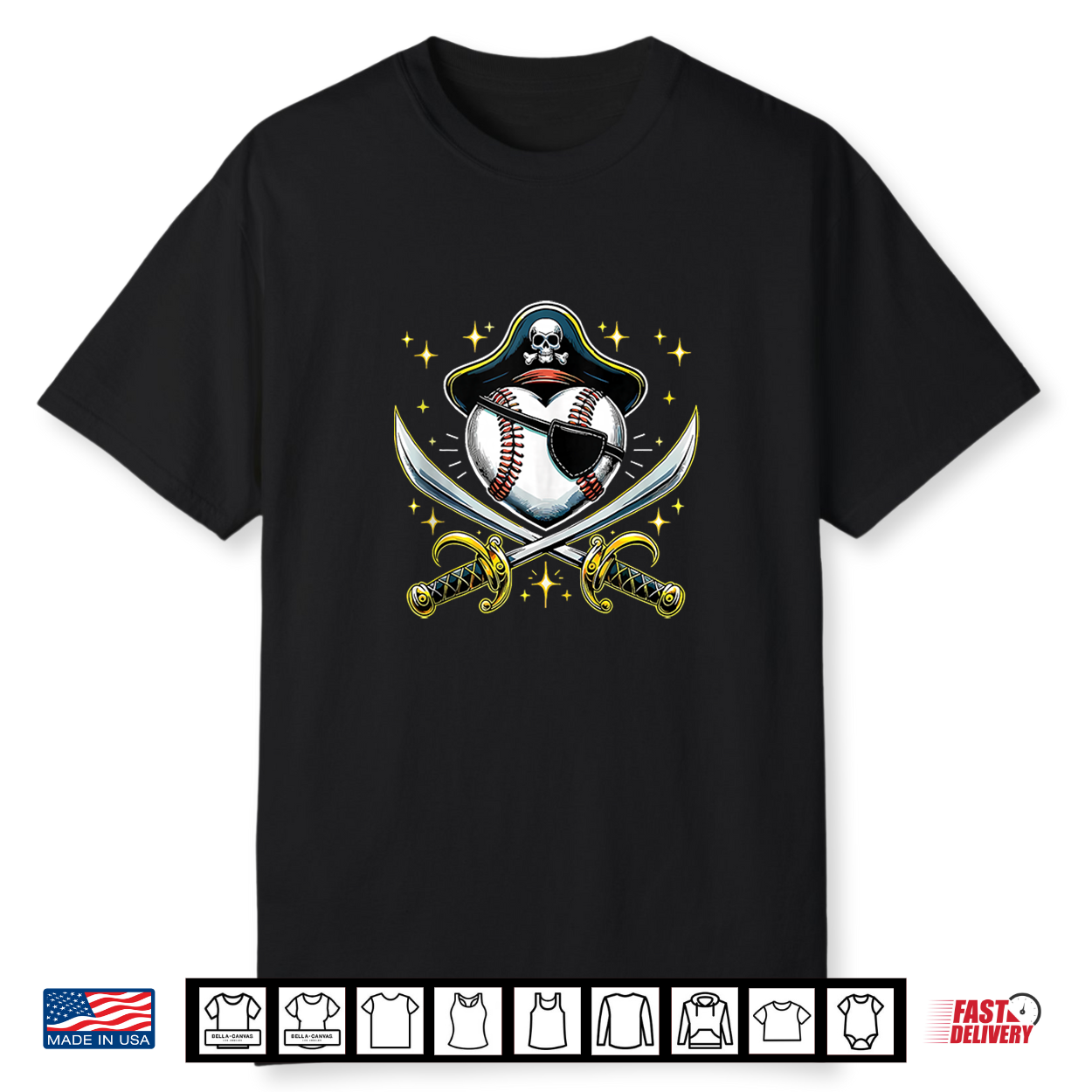 Baseball Pirate Hat Halloween Sports Fan Shirt Baseball Pirate Hat Halloween Sports Fan Shirt