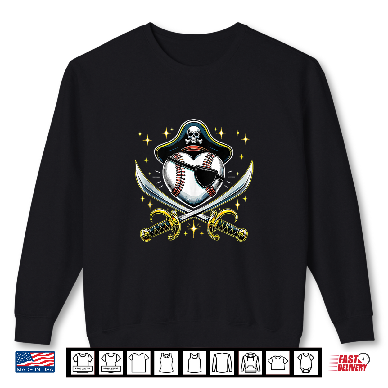 Baseball Pirate Hat Halloween Sports Fan Shirt Baseball Pirate Hat Halloween Sports Fan Shirt