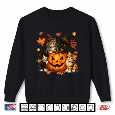 Halloween Cute Cats Pumpkin Spooky Season Men Women Shirt 2 Sweatshirt Halloween Cute Cats Pumpkin Spooky Season Men Women Shirt