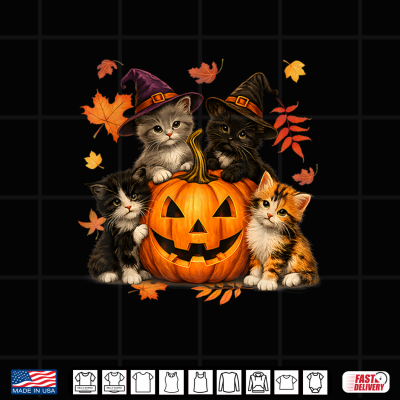 Halloween Cute Cats Pumpkin Spooky Season Men Women Shirt 4 Design Halloween Cute Cats Pumpkin Spooky Season Men Women Shirt
