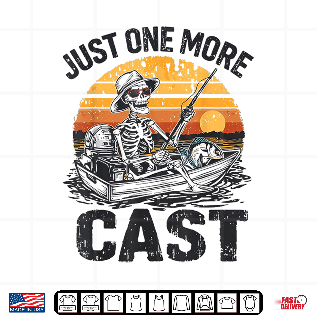Just One More Cast Skeleton Fishing Halloween Fisherman Shirt Just One More Cast Skeleton Fishing Halloween Fisherman Shirt