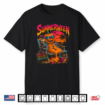 Spooky Beach Tropical Halloween Cute Summerween Shirt