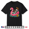 Summerween Funny Skeleton Flamingo Pool Float Tropical Swim Shirt