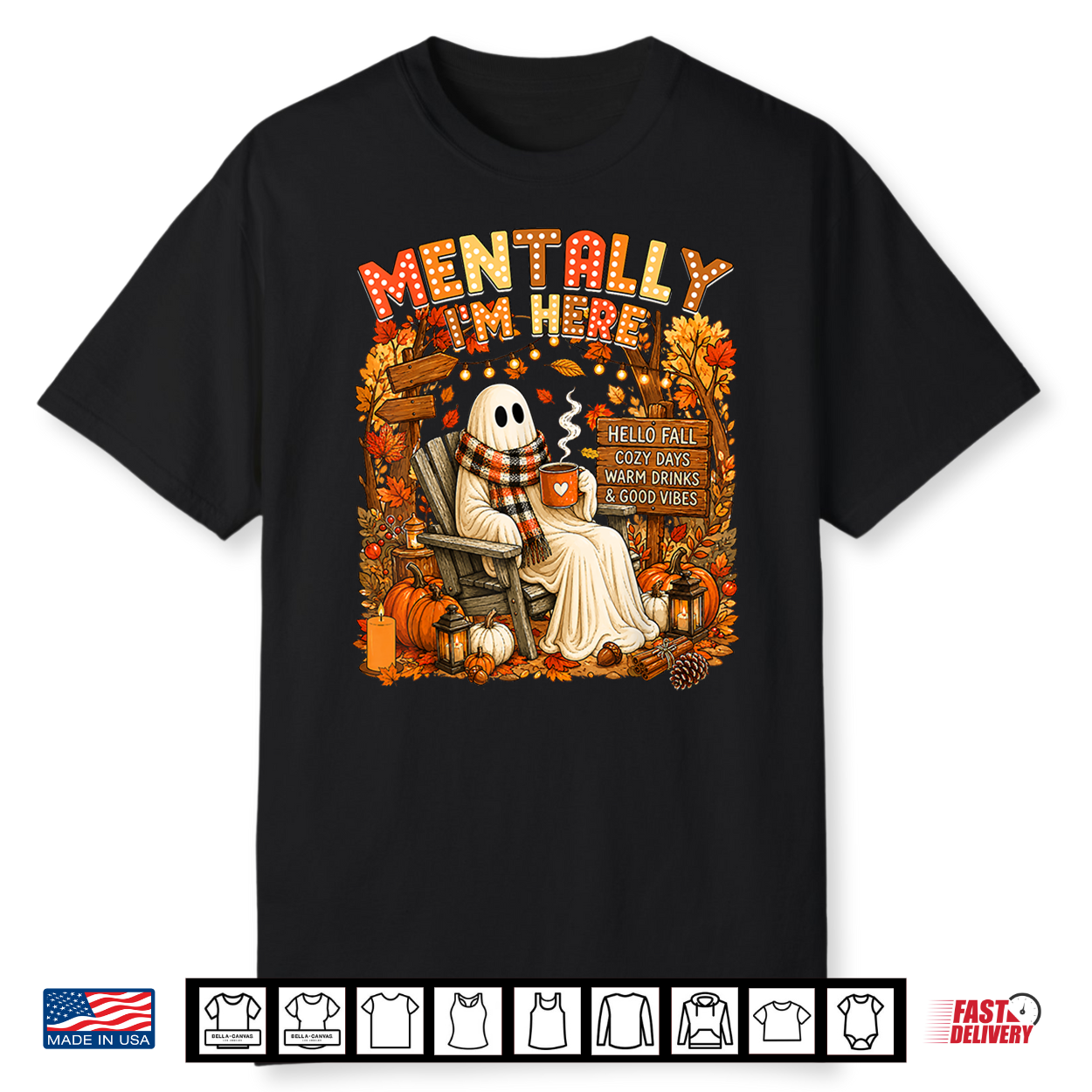 Summerween Ghost Mentally I’M Here Summer Halloween Fall Shirt Summerween Ghost Mentally I’M Here Summer Halloween Fall Shirt