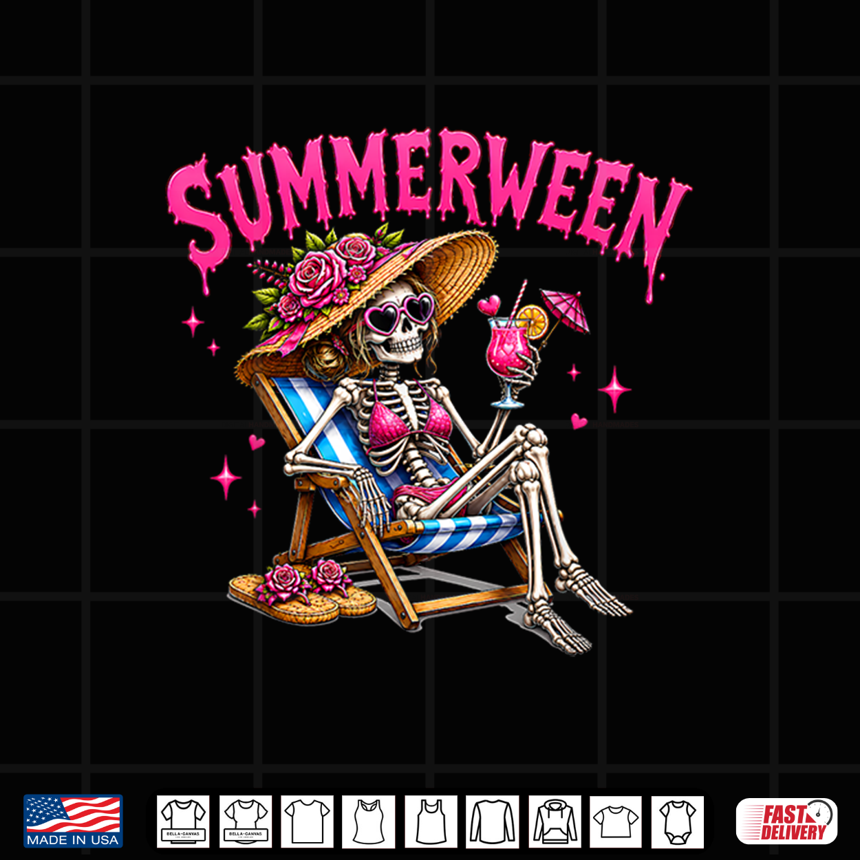 Summerween Summer Halloween Funny Spooky Skeleton Girl Women Shirt Summerween Summer Halloween Funny Spooky Skeleton Girl Women Shirt