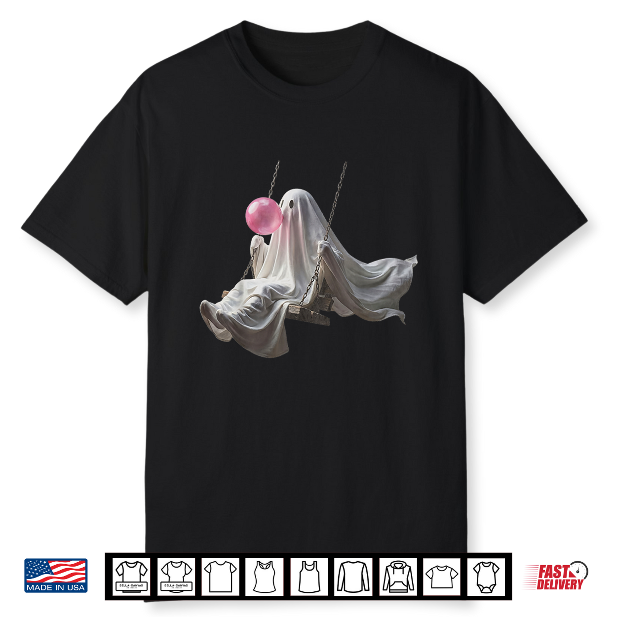 Cute Ghost On Swing Funny Halloween Ghost Bubble Gum Shirt Cute Ghost On Swing Funny Halloween Ghost Bubble Gum Shirt
