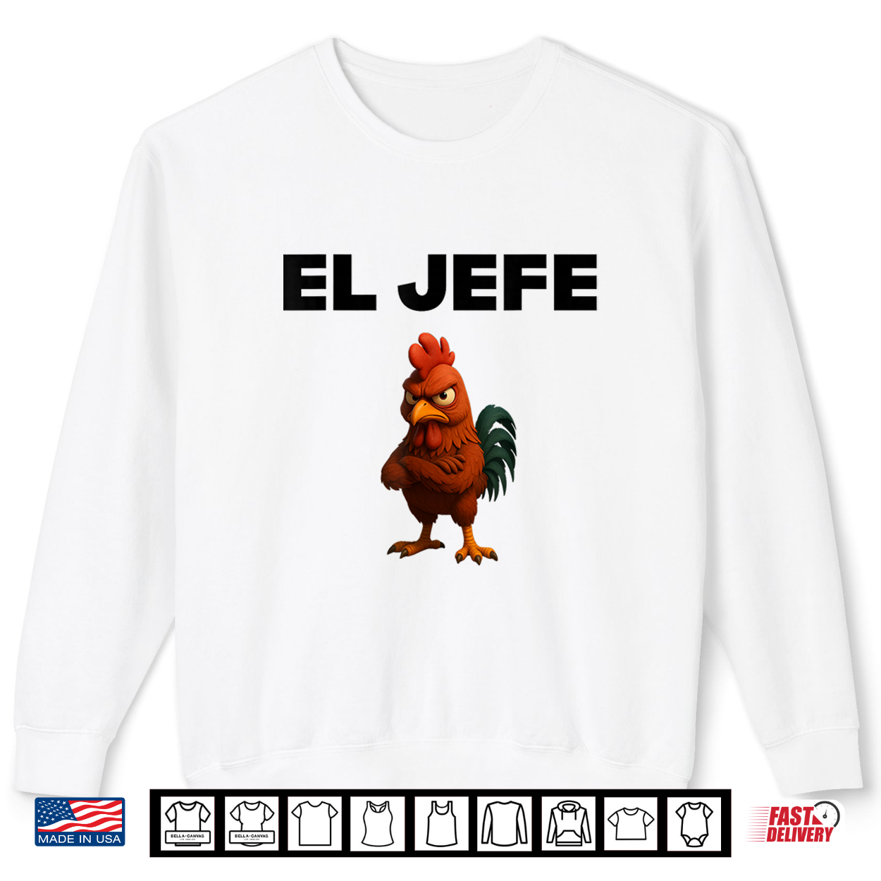 El Jefe Angry Chicken Cartoon Shirt Funny Rooster Boss Shirt El Jefe Angry Chicken Cartoon Shirt Funny Rooster Boss Shirt