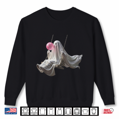 Cute Ghost On Swing Funny Halloween Ghost Bubble Gum Shirt 2 Sweatshirt Cute Ghost On Swing Funny Halloween Ghost Bubble Gum Shirt