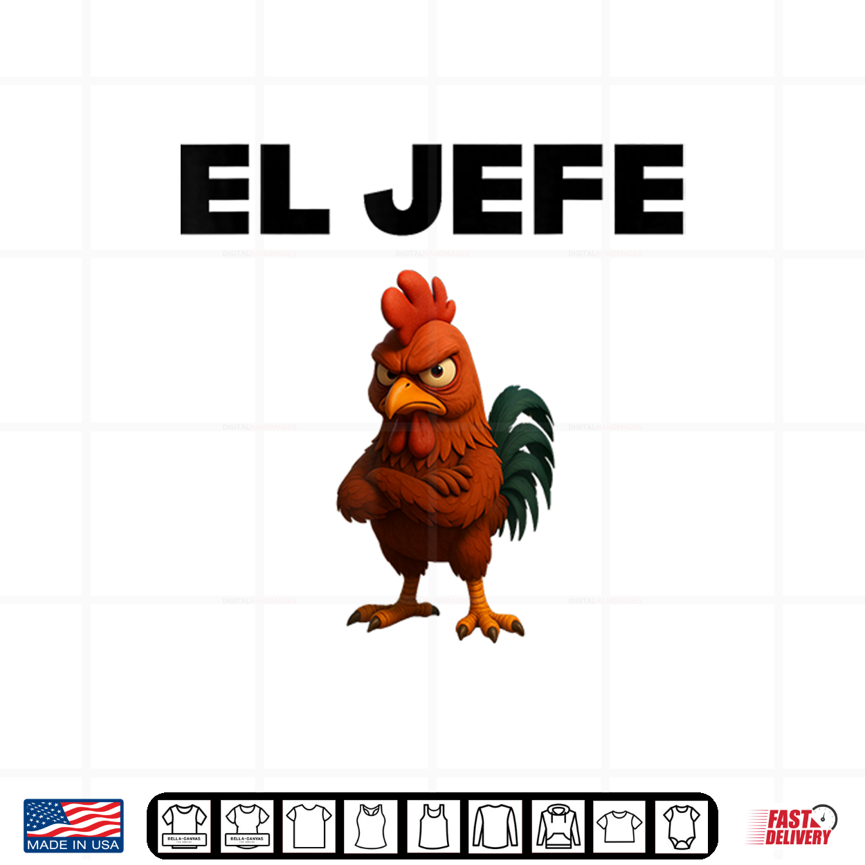 El Jefe Angry Chicken Cartoon Shirt Funny Rooster Boss Shirt El Jefe Angry Chicken Cartoon Shirt Funny Rooster Boss Shirt