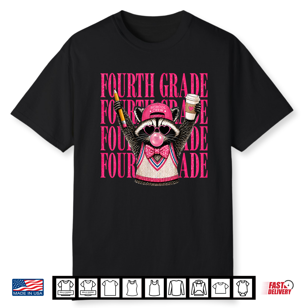Fourth Grade Teacher Feral Raccoon Back To School Shirt Fourth Grade Teacher Feral Raccoon Back To School Shirt