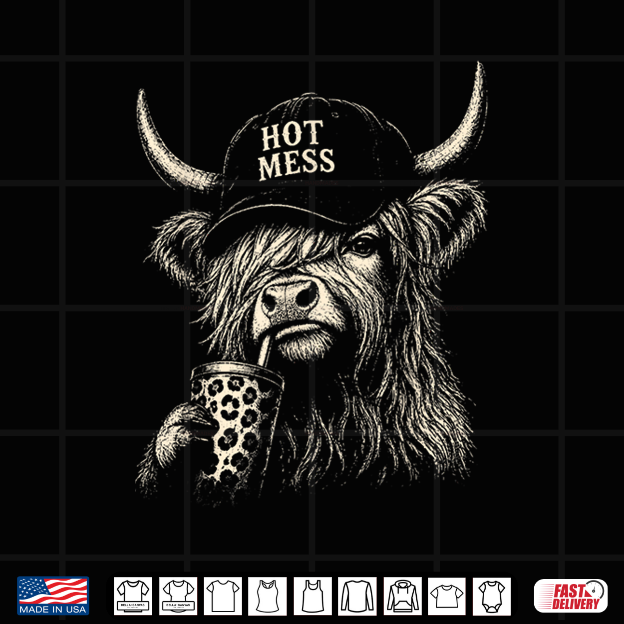 Hot Mess Highland Cow Coffee Lover Cute Fluffy Heifer Shirt Hot Mess Highland Cow Coffee Lover Cute Fluffy Heifer Shirt